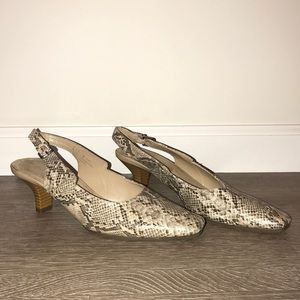 Snake skin kitten heel